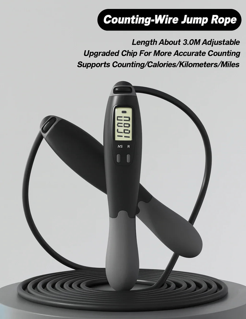 AURALIS™ Digital Counting Jump Rope – 99% Accurate, 4 Modes, 360° Rotation
