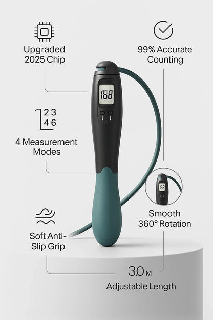 AURALIS™ Digital Counting Jump Rope – 99% Accurate, 4 Modes, 360° Rotation